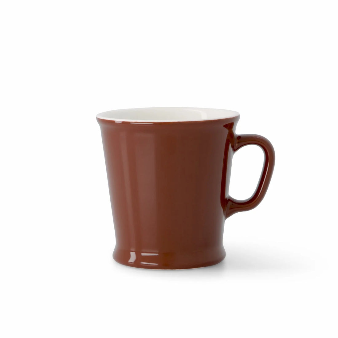 Brown mug with a white interior on a white background